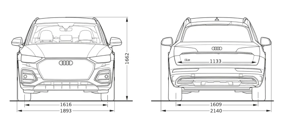 dimension audi Q5 largeur et hauteur