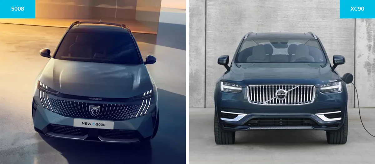 peugeot 5008 vs volco XC 90 de face