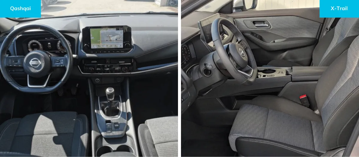 intérieur avant Nissan-qashqai-vs-nissan-x-trail